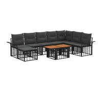 vidaXL Ensemble de canapé de Jardin 9 pc Noir et Gris foncé polyrotin