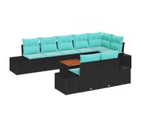 vidaXL Ensemble de canapé de jardin 9 pc Noir et turquoise | Sections que tu peux personnaliser pour toutes les configurations que tu veux, Fait pour résister à tout ce que la météo