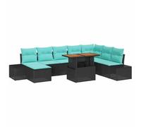 vidaXL Ensemble de canapé de Jardin 9 pc Noir Poly rotin | S'adapte à plein de réglages , Rembourrage moelleux pour se détendre , Rattan synthétique costaud contre les intempéries