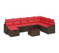 Ensemble de canapés de jardin vidaXL, 9 pièces, en polyrotin