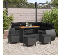 vidaXL Ensemble de canapé de jardin 9 pcs 8-Nombre de places Noir
