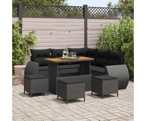 vidaXL Ensemble de canapé de jardin 9 pcs 8-Nombre de places Noir