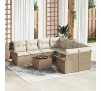 vidaXL Ensemble de canapé de jardin 9 pcs Beige et crème polyrotin