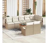 vidaXL Ensemble de canapé de jardin 9 pcs Beige et crème polyrotin