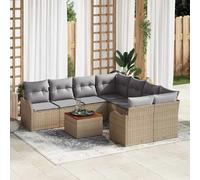 vidaXL Ensemble de canapé de jardin 9 pcs Beige et Gris clair
