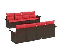 vidaXL Ensemble de canapé de Jardin 9 pcs Beige et Rouge polyrotin, Mobilier d'extérieur Moderne, canapé léger et résistant UV, idéal pour Jardin et terrasse