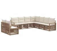vidaXL Ensemble de canapé de jardin 9 pcs Beige Poly-Rattan