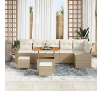vidaXL Ensemble de canapé de jardin 9 pcs Beige Poly rotin