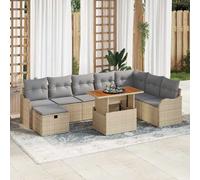 Ensemble de salon de jardin vidaXL, 9 pièces, beige, en résine tressée