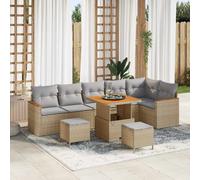 vidaXL Ensemble de canapé de jardin 9 pcs Beige polyrotin