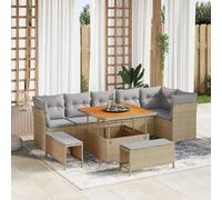 vidaXL Ensemble de canapé de jardin 9 pcs Beige polyrotin