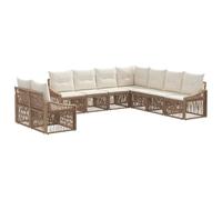 vidaXL Ensemble de canapé de Jardin 9 pcs Beige polyrotin, Patins Ajustables, canapé en rotin Moderne, mobilier extérieur résistant, Salon de Jardin modulaire