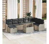 vidaXL Ensemble de canapés de jardin 9 pièces gris clair en résine tressée
