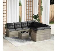 vidaXL Ensemble de canapé de jardin 9 pcs Gris clair polyrotin