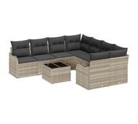 vidaXL Ensemble de canapé de Jardin 9 pcs Gris Clair polyrotin, Mobilier d'extérieur léger, modularité, résistant aux UV, pour Le Jardin et la terrasse, Salon d'été, Coin Repas