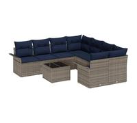 vidaXL Ensemble de canapé de Jardin 9 pcs Gris et Bleu Marine, Canapé de Jardin, modulable et résistant, Lounge extérieur, matériaux Anti-UV pour détente et Rangement