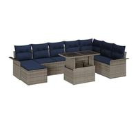 vidaXL Ensemble de canapé de Jardin 9 pcs Gris Poly Rattan, Canapé Moderne pour Jardin et terrasse, Salon résistant aux intempéries, Coin détente en Rattan, Arrangement Flexible