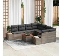 vidaXL Ensemble de canapé de jardin 9 pcs Gris Poly rotin