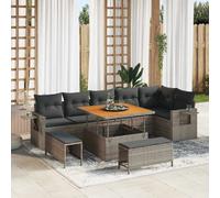 vidaXL Ensemble de canapé de jardin 9 pcs Gris polyrotin