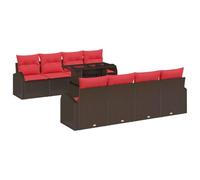 vidaXL Ensemble de canapé de Jardin 9 pcs Marron Poly Rattan, Canapé modulable Moderne pour Jardin et terrasse, en résine tressée, résistant aux intempéries, agencement Polyvalent