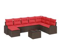 vidaXL Ensemble de canapé de Jardin 9 pcs Marron Poly Rattan, Canapé modulaire Moderne pour Jardin et terrasse, mobilier extérieur pour détente et Lounge