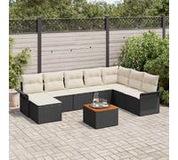 vidaXL Ensemble de canapé de jardin 9 pcs Noir et Crème polyrotin