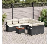 vidaXL Ensemble de canapé de jardin 9 pcs Noir et Crème polyrotin