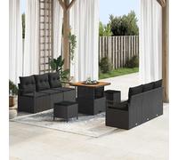 vidaXL Ensemble de canapé de jardin 9 pcs Noir Poly rotin