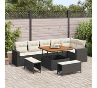 vidaXL Ensemble de canapé de jardin 9 pcs Noir polyrotin