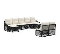 vidaXL Ensemble de canapé de Jardin 9 pcs Noir polyrotin, Ensemble de Canapés de Jardin, Design Moderne, Résistant aux Intempéries, Coussins Amovibles, Mobilier Extérieur Confortable