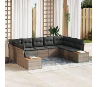 Vidaxl Ensemble De Canapé De Jardin 9 Pièces Avec Coussins Gris En Rotin Gris
