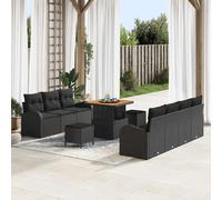 vidaXL Ensemble de canapé de jardin avec coussin avec mémoire 10 pcs noir