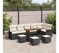 vidaXL Ensemble de canapé de jardin avec coussin 10 pcs Noir polyrotin