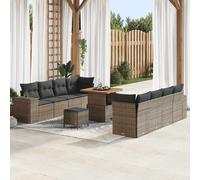 vidaXL Ensemble de canapé de jardin avec coussin 11 pcs Gris polyrotin