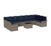 vidaXL Ensemble de canapé de Jardin avec Coussin 11 pcs Gris polyrotin, Canapé de Jardin Chic et modulable, léger, résistant aux UV, avec rangements Pratiques Inclus