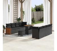 vidaXL Ensemble de canapé de jardin avec coussins 11 pcs noir