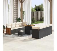 vidaXL Ensemble de canapé de jardin avec coussin 11 pcs Noir et Crème