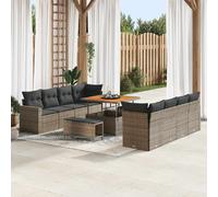 vidaXL Ensemble de canapé de jardin avec coussin 12 pcs Gris polyrotin