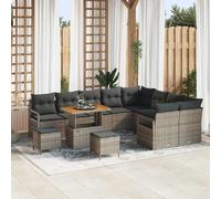 vidaXL Ensemble de canapé de jardin avec coussin 12 pcs Gris polyrotin
