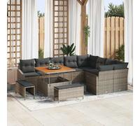 vidaXL Ensemble de canapé de jardin avec coussins 12 pcs Gris Poly-Rotin