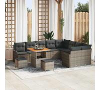 vidaXL Ensemble de canapé de jardin avec coussin 12 pcs Gris polyrotin