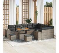 vidaXL Ensemble de canapé de jardin avec coussin 12 pcs Gris polyrotin