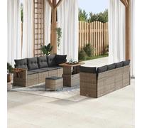 vidaXL Ensemble de canapé de jardin avec coussin 12 pcs Gris polyrotin