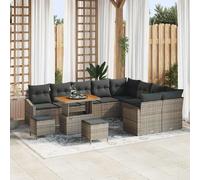 vidaXL Ensemble de canapé de jardin avec coussin 12 pcs Gris polyrotin