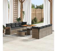 vidaXL Ensemble de canapé de jardin avec coussin 12 pcs Gris polyrotin