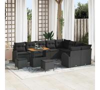 vidaXL Ensemble de canapé de jardin avec coussin 12 pcs Noir