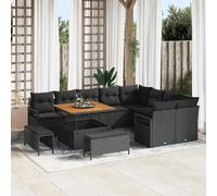 vidaXL Ensemble de canapé de jardin avec coussin 12 pcs Noir