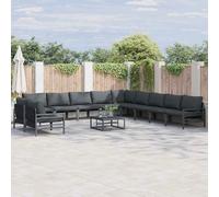 vidaXL Ensemble de canapé de jardin avec coussin 12 pcs Noir Acier