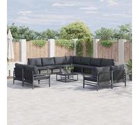 vidaXL Ensemble de canapé de jardin avec coussin 12 pcs Noir Acier