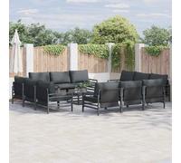 vidaXL Ensemble de canapé de jardin avec coussins 12 pcs noir acier